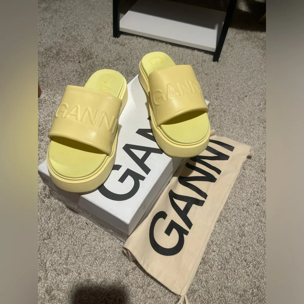 Yellow Viral Ganni Vegea Platform Slides Sandals 41